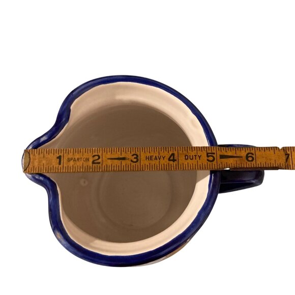 Celestial Sun Face Moon And Stars Blue & Yellow Pottery Pitcher Vase - Picture 7 of 7